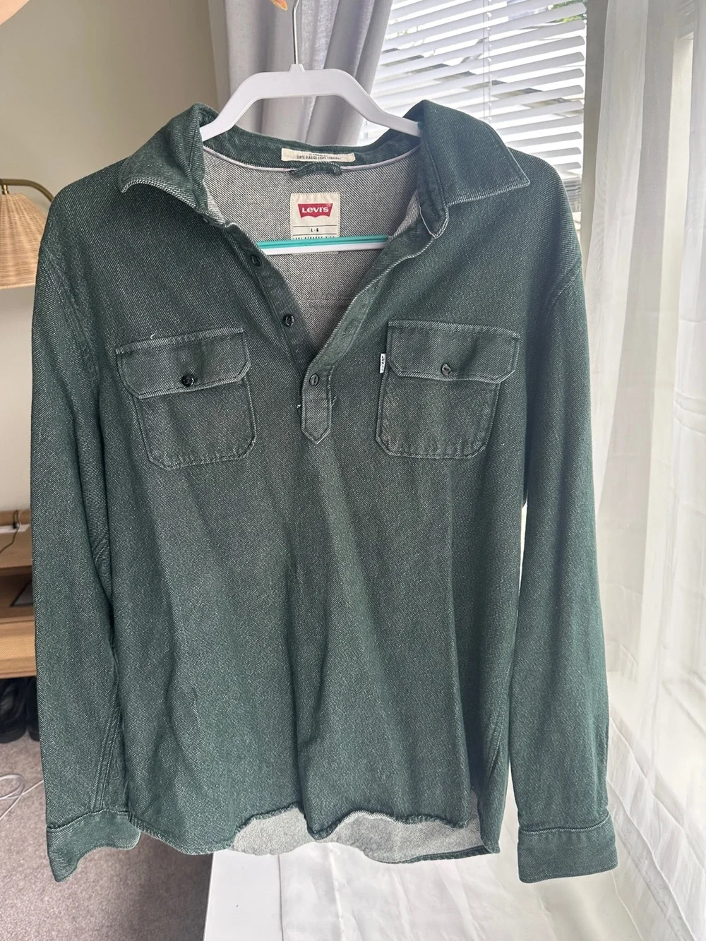 Levi's Forest Green Pullover Shirt with Red Logo
